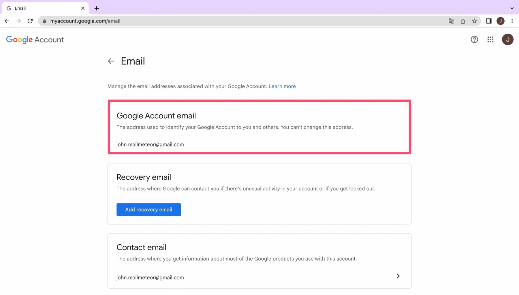 how to change your email in google account