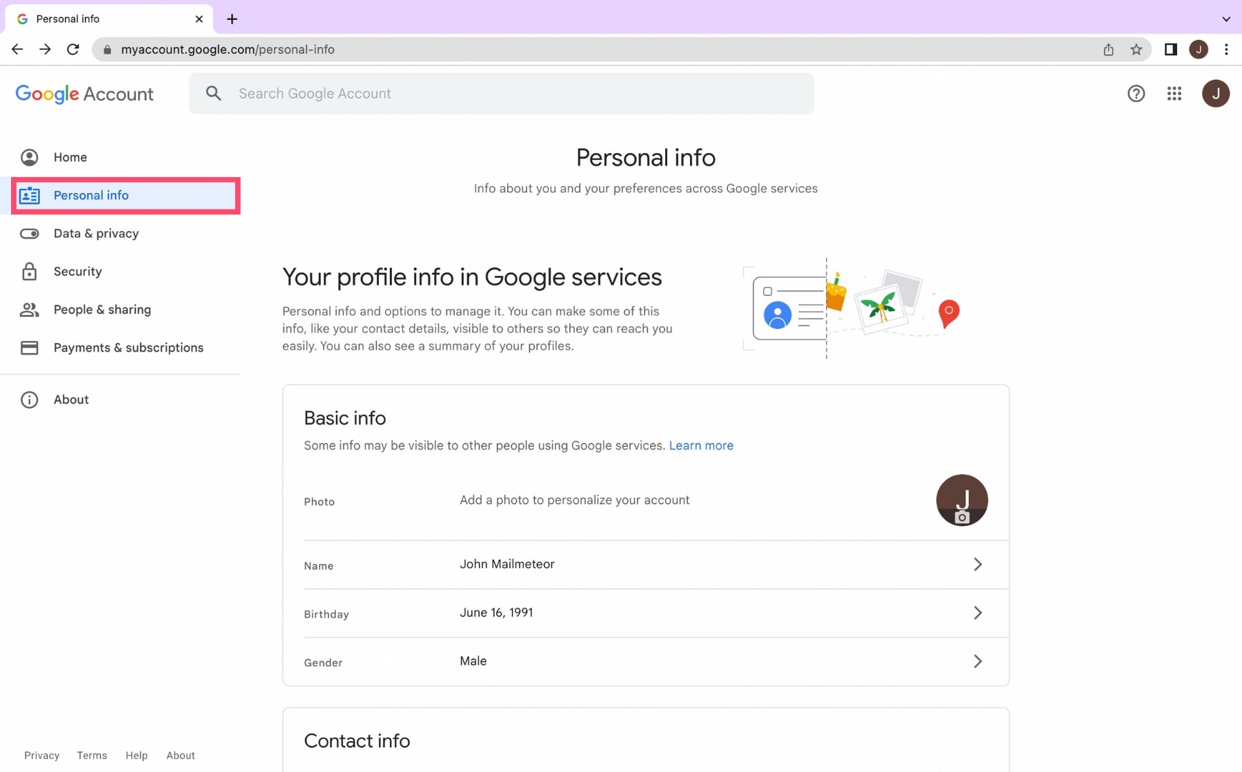 Google Account Personal Info 