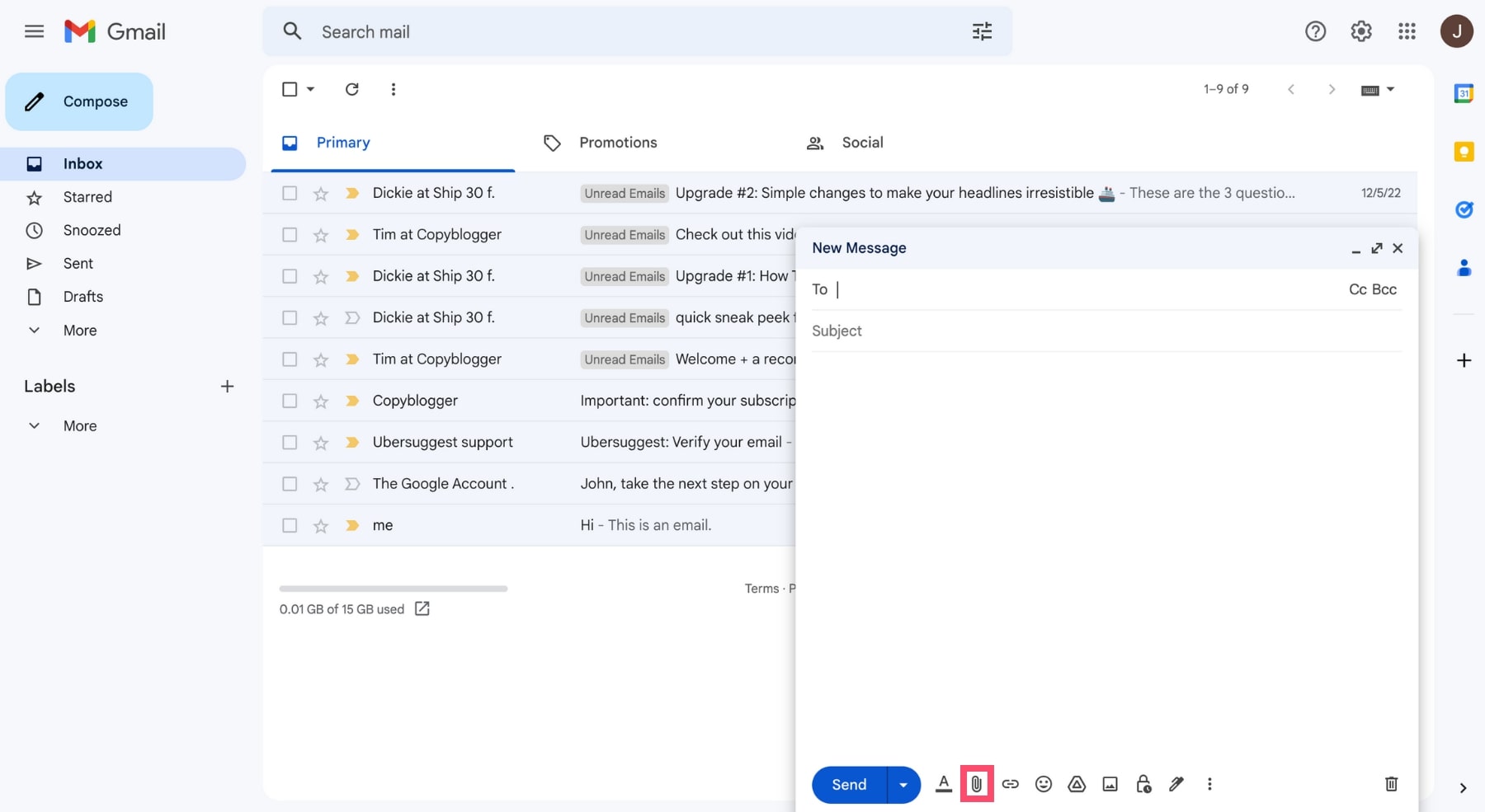 Attach files to your emails in Gmail