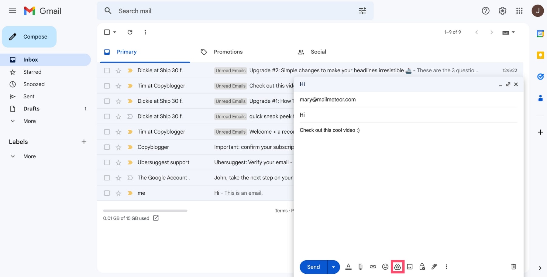 Send files with Google Drive