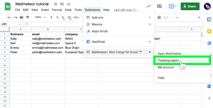 How to get report on google sheet