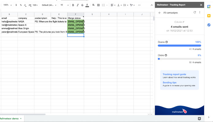 Tracking report on google sheets
