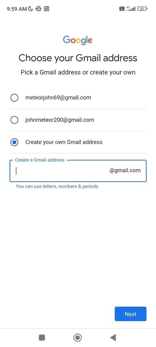 Choose your secondary email address