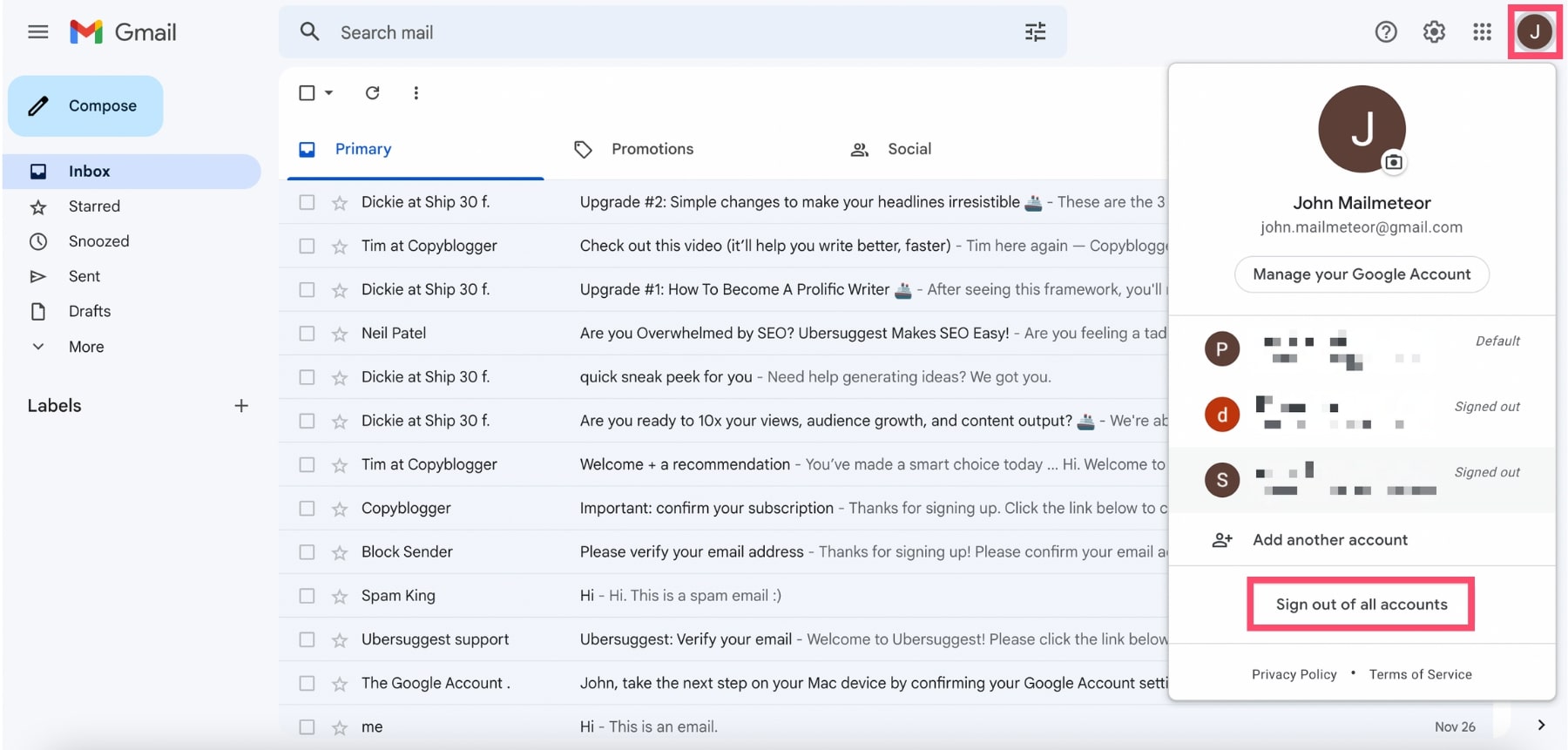 how to change default mail on gmail