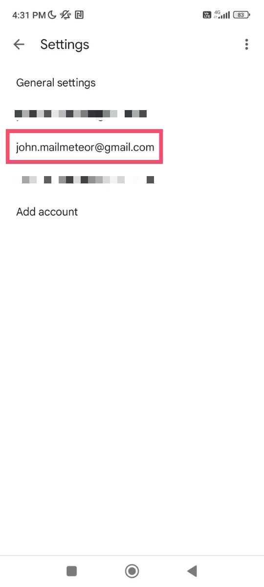 Choose your Gmail account on Android