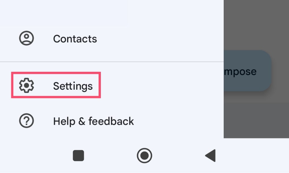 Gmail app settings