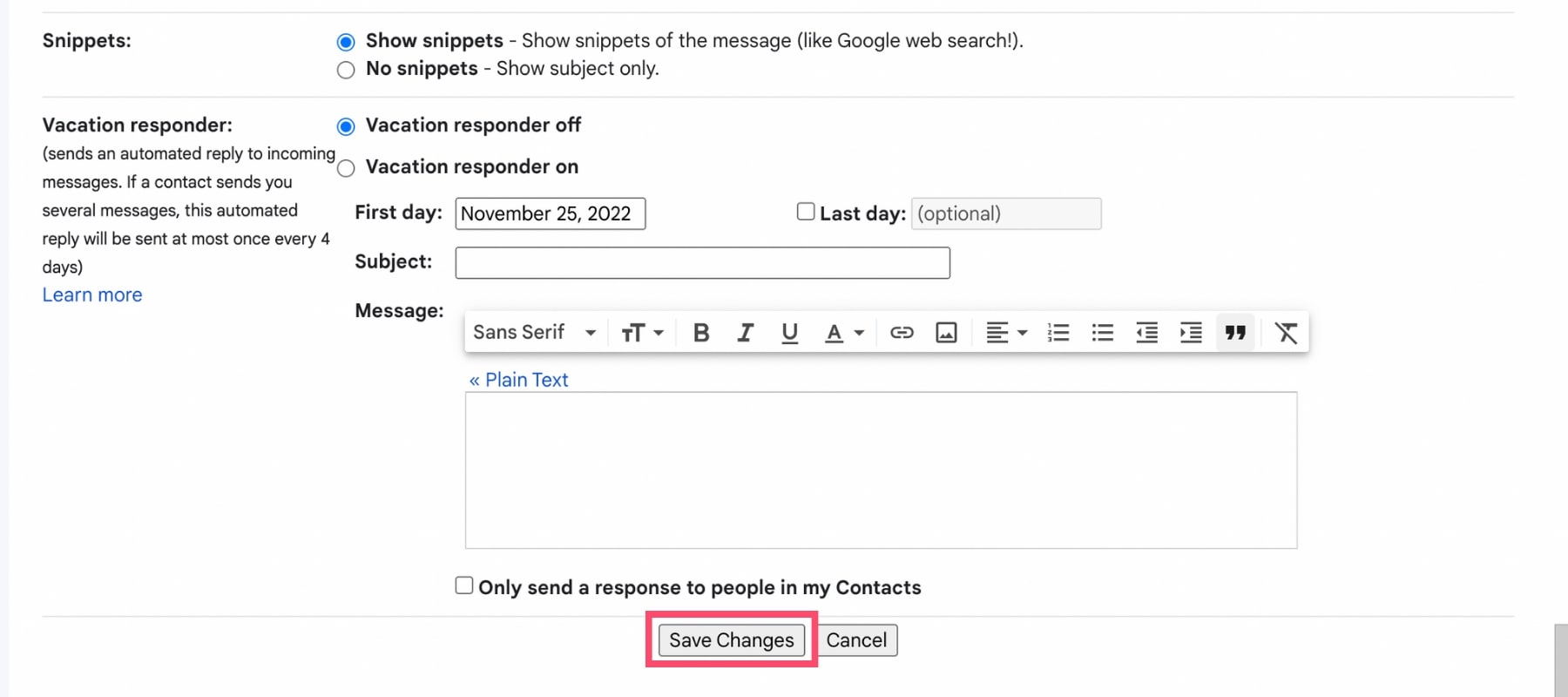 Save your changes in Gmail