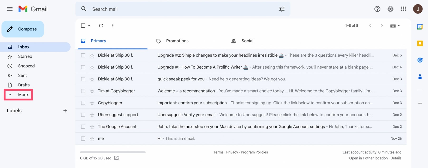 How to display all the Gmail folders