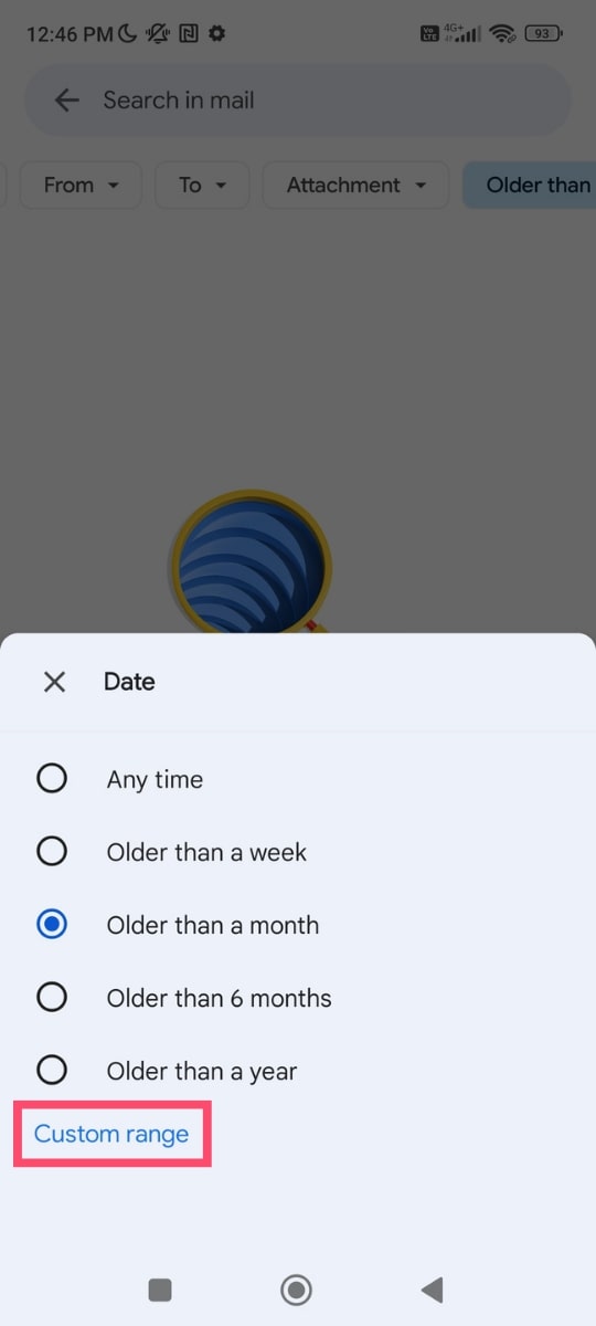 How to create a custom time range filter in the Gmail app
