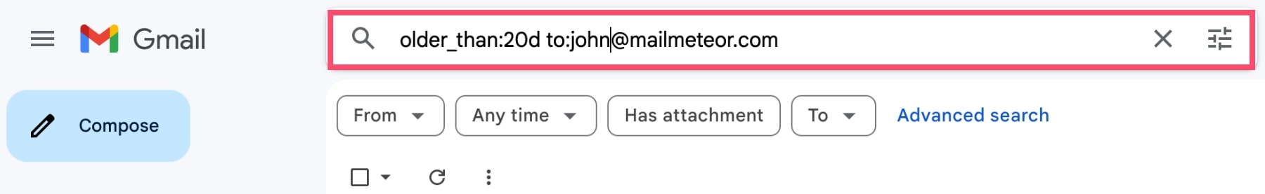 Search Gmail by dates and recipient