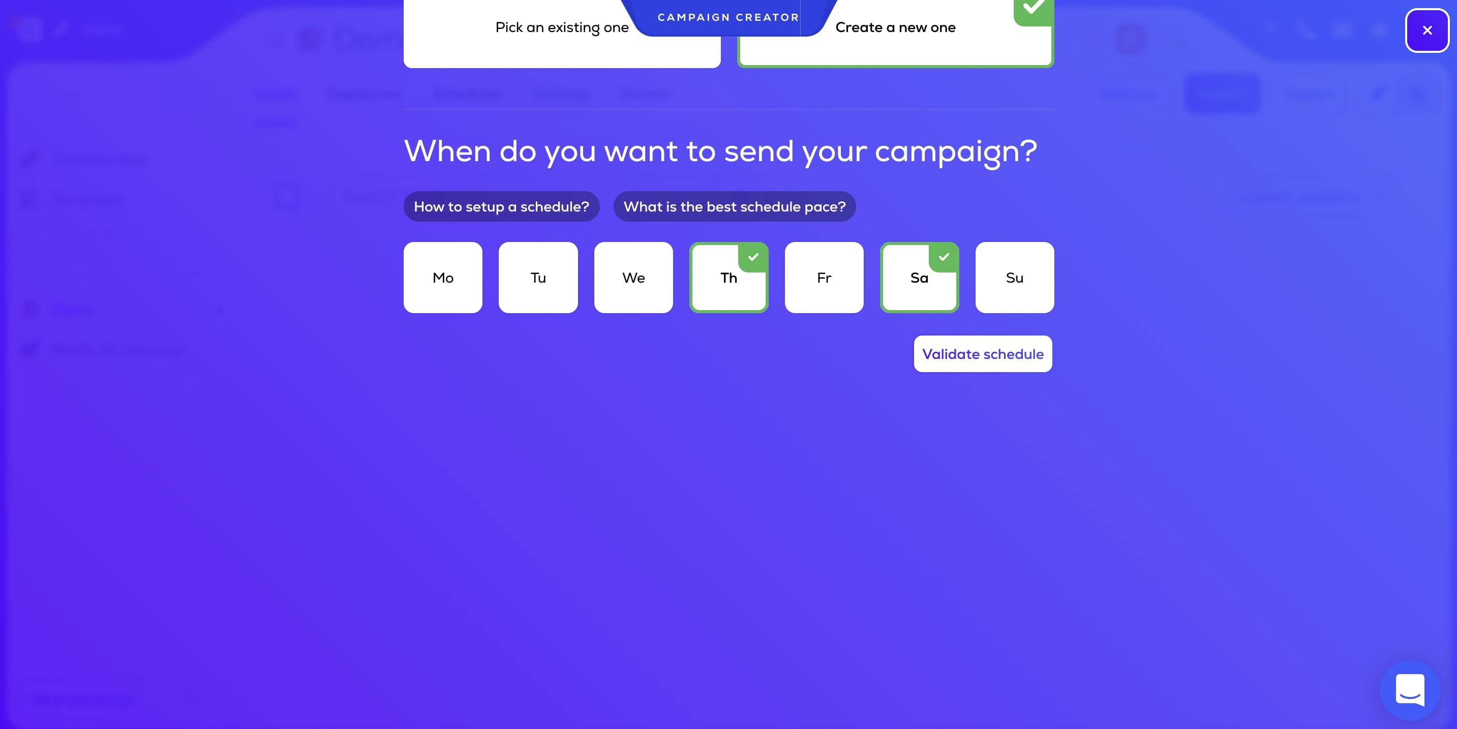 Schedule you campaign in Lemlist